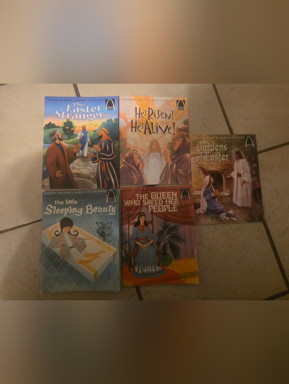Religious Children's Arch Book Lot Bible Stories Easter & Sleeping Beauty